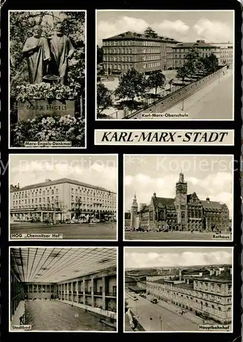 Karl Marx Stadt Marx Engels Denkmal Restaurant Chemnitzer Hof Rathaus Kat. Chemnitz
