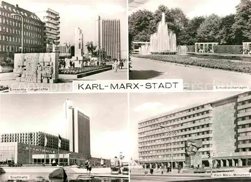 Karl Marx Stadt Karl Marx Monument Stadthalle Schlossteich Kat. Chemnitz
