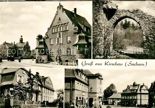 Kirschau Koerse Burgtor Post Rathaus Schule  Kat. Kirschau