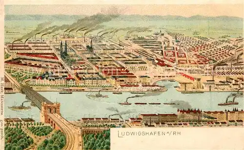 Ludwigshafen Rhein Panorama Fabrik Bruecke Kat. Ludwigshafen am Rhein