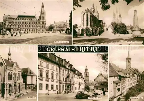 Erfurt Post am Anger Dom und Severi Rathaus Platz der DSF Kraemerbruecke Kat. Erfurt