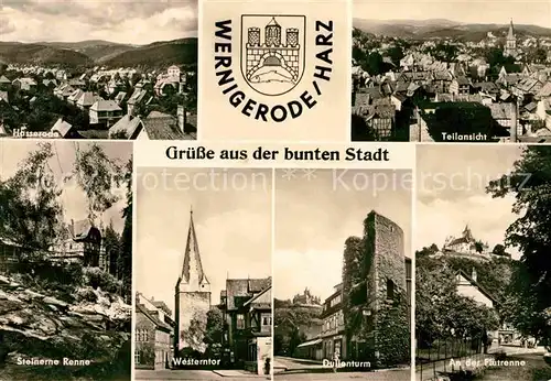 Wernigerode Harz Hasserode Teilansicht Steinerne Renne Westerntor Dullenturm Flutrenne Kat. Wernigerode