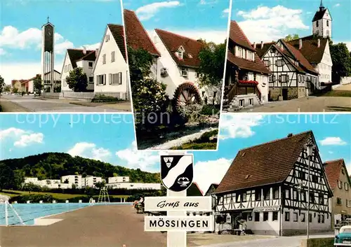 Moessingen Kirche Fachwerk Schwimmbad Muehle Kat. Moessingen