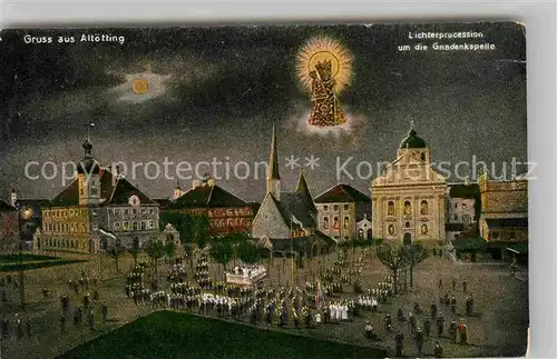 Altoetting Lichterprocession Gnadenkapelle Mondschein Kat. Altoetting