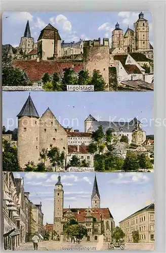 Ingolstadt Donau Alte Stadtmauerpartie Altes Schloss Gouvernementsplatz Kat. Ingolstadt
