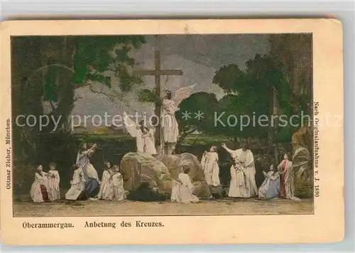 Oberammergau Anbetung Kreuzes Engel Kat. Oberammergau