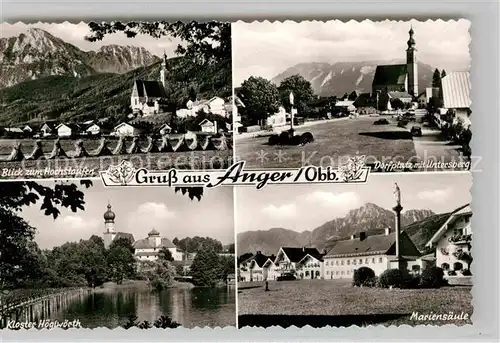 Anger Chiemgau Hochstaufen Kloster Hoeglwoerth Mariensaeule Dorfplatz