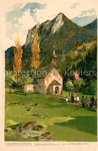 Oberammergau Gregorkapelle Laaberkoepfe Prozession Kuenstlerkarte Kat. Oberammergau