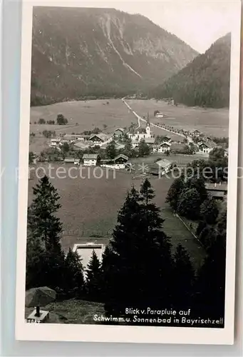 Bayrischzell Blick von der Paraluie auf das Schwimm  und Sonnenbad Kat. Bayrischzell