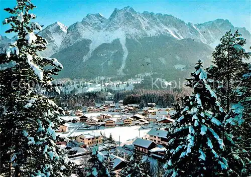 Grainau mit Alpspitze Waxenstein Riffelwand Zugspitze Kat. Grainau