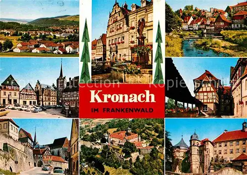 Kronach Oberfranken Panorama Marktplatz Brunnen Fachwerkhaeuser Stadtmauer Schloss Kat. Kronach