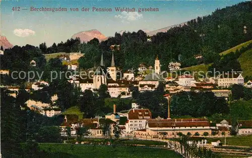 Berchtesgaden Blick von der Pension Waldluft Kat. Berchtesgaden