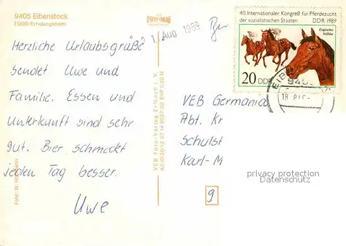 Eibenstock FDGB Erholungsheim Kat. Eibenstock