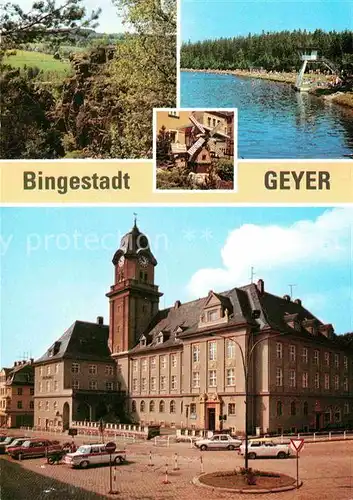 Geyer Binge Geyerscher Teich Miniaturen August Bebel Strasse Rathaus Kat. Geyer
