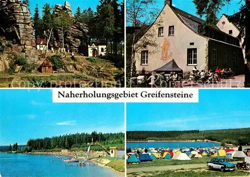Greifensteine Erzgebirge Naherholungsgebiet Felsen Gaststaette Campingplatz Badestrand Kat. Typen