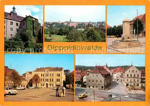 Dippoldiswalde Osterzgebirge Schloss Teilansicht Platz des Friedens Platz der Jugend Kat. Dippoldiswalde