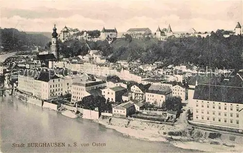 Burghausen Salzach Fliegeraufnahme von Osten Kat. Burghausen