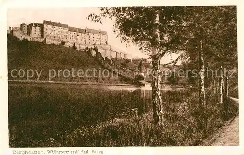 Burghausen Salzach Woehrsee mit Burg Kat. Burghausen