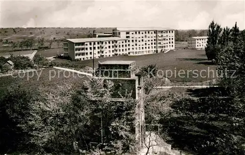 Landau Pfalz Staedtisches Krankenhaus mit Bismarcksaeule Kat. Landau in der Pfalz