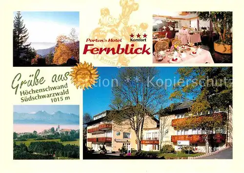 Hoechenschwand Portens Hotel Fernblick Gastraum Panorama Kat. Hoechenschwand