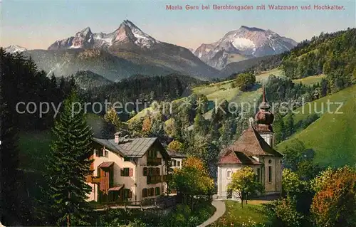 Maria Gern Panorama mit Watzmann und Hochkalter Kat. Berchtesgaden