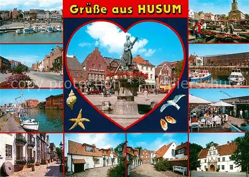 Husum Nordfriesland Orts und Teilansichten Marktplatz Brunnen Kat. Husum