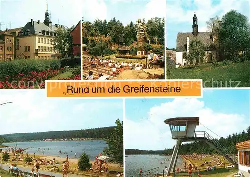 Ehrenfriedersdorf Erzgebirge Rund um die Greifensteine Rathaus Naturtheater Alte Wehrkirche Stauweiher Kat. Ehrenfriedersdorf