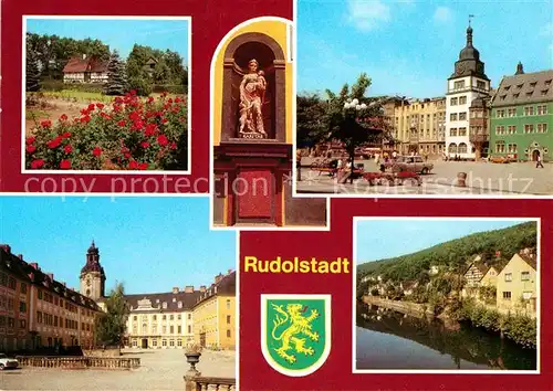 Rudolstadt Volkskundemuseum Thuer Bauernhaeuser Markt Heidecksburg Statue Stadtteil Schwarza Kat. Rudolstadt