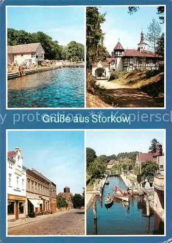 Storkow Mark Strandbad Storkower See Ingenieurschule Binnenfischerei Marktplatz Schleuse Kat. Storkow Mark