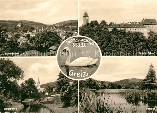 Greiz Thueringen Park Schloss Schwan Kat. Greiz