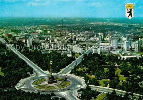 Tiergarten Berlin Siegessaeule und Hansaviertel Fliegeraufnahme Kat. Berlin