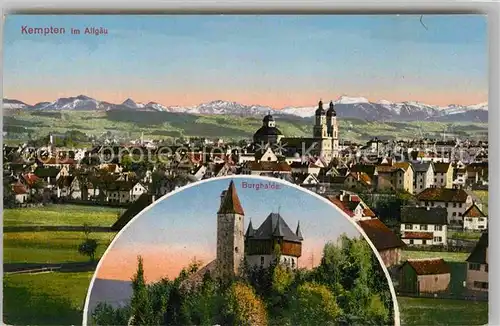 Kempten Allgaeu Burghalde Kirche Panorama Alpen Kat. Kempten (Allgaeu)