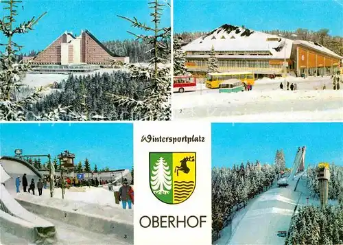 Oberhof Thueringen Interhotel Panorama Rennschlittenbahn Gaststaette Oberer Hof Sprungschanze Rennsteig Kat. Oberhof Thueringen