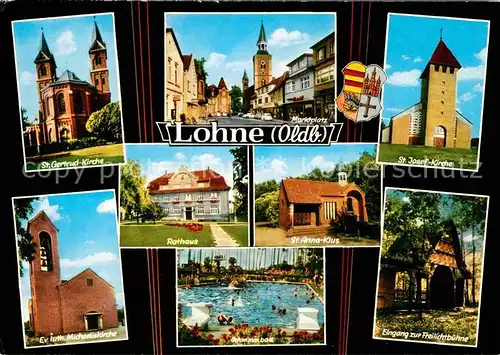 Lohne Kirchen Marktplatz Rathaus St Anna Klus Freilichtbuehne Schwimmbad Kat. Lohne (Oldenburg)