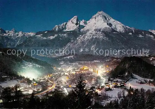 Berchtesgaden Mondnacht mit Watzmann und Hochkalter Berchtesgadener Alpen Kat. Berchtesgaden