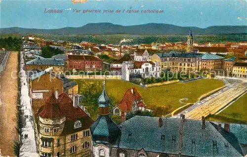 Landau Pfalz Gesamtansicht mit Katholischer Kirche Kat. Landau in der Pfalz