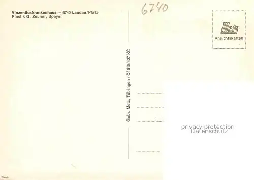 Landau Pfalz Vinzentiuskrankenhaus Kat. Landau in der Pfalz
