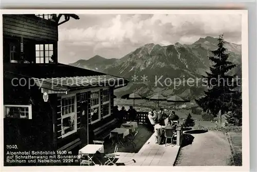 Schrattenwang Alpenhotel Schoenblick Ruebihorn Nebelhorn Kat. Oberstdorf