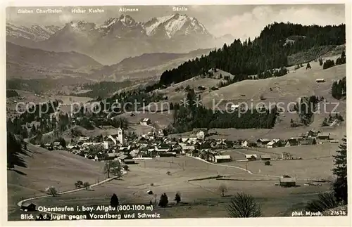 Oberstaufen Blick vom Juget gegen Vorarlberg Kat. Oberstaufen