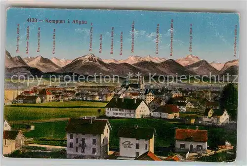 Kempten Allgaeu Panoramakarte Bergkette Kat. Kempten (Allgaeu)