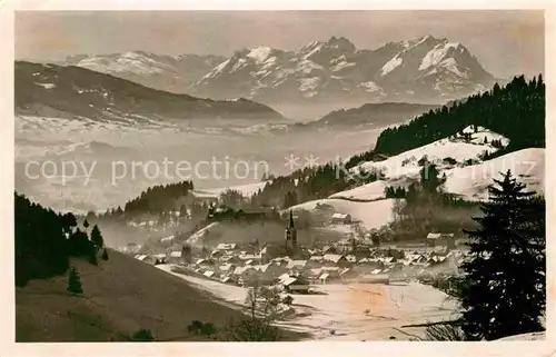 Oberstaufen Blick zum Schweizer Hochgebirge Kat. Oberstaufen