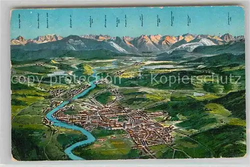Kempten Allgaeu Panoramakarte Alpen Kat. Kempten (Allgaeu)
