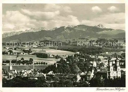 Kempten Allgaeu Kirche Panorama Alpen Kat. Kempten (Allgaeu)