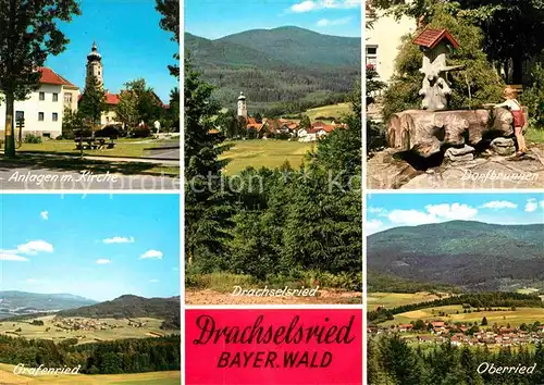 Drachselsried Dorfbrunnen Grafenried Anlagen mit Kirche  Kat. Drachselsried