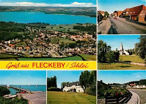 Fleckeby Fliegeraufnahme Steg Kirche Kat. Fleckeby