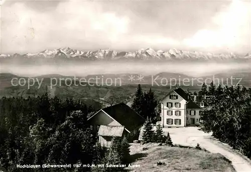 Hochblauen Hotel ueber Badenweiler mit Schweizer Alpen Kat. Badenweiler