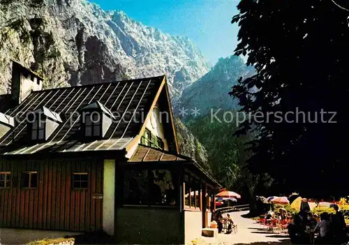 Ramsau Berchtesgaden Wimbachschloss Berggaststaette mit Watzmann Berchtesgadener Alpen Kat. Ramsau b.Berchtesgaden