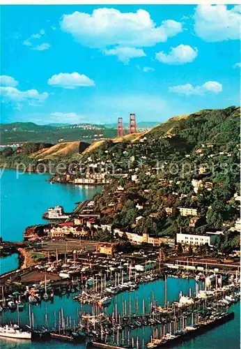 Sausalito Hafen Fliegeraufnahme und Golden Gate Bridge  Kat. Sausalito