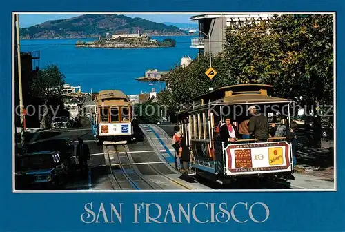 San Francisco California Cable Cars Hyde Street with Alcatraz Kat. San Francisco