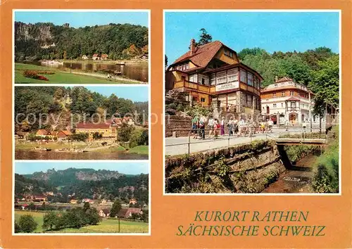 Rathen Saechsische Schweiz Dampferanlegestelle Elbe HO Gaststaette Sonniges Eck Kat. Rathen Sachsen